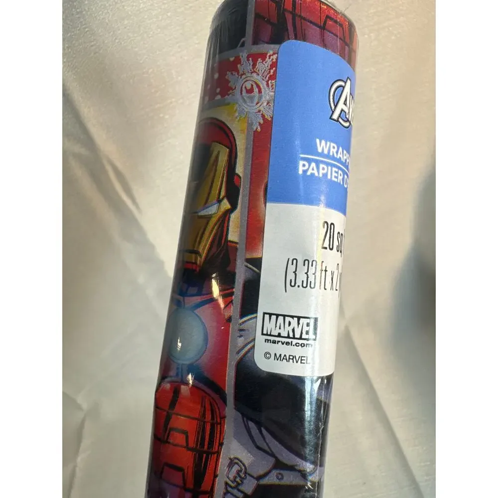 Marvel Avengers Holiday Christmas Wrapping paper 20 sqft -sealed dents